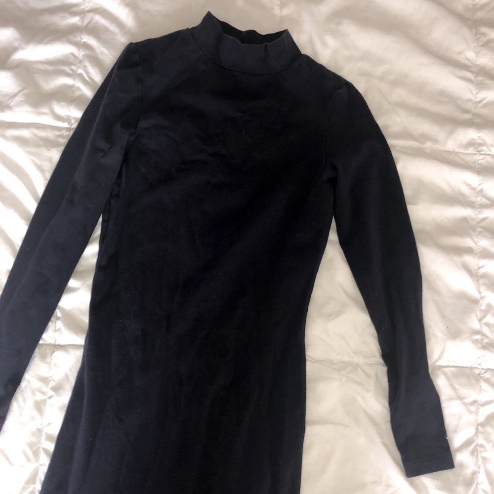American apparel long sleeve high neck back out dress with split